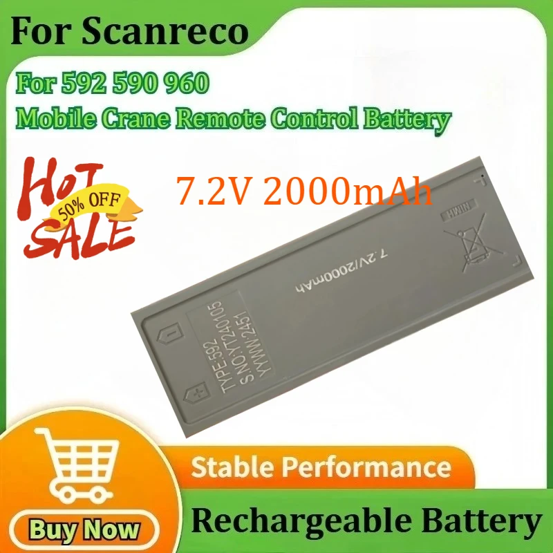 

New Replaceable 7.2V 2000mAh for TYPE 592 590 960 Battery for Scanreco XCMG Crane Remote Control Battery