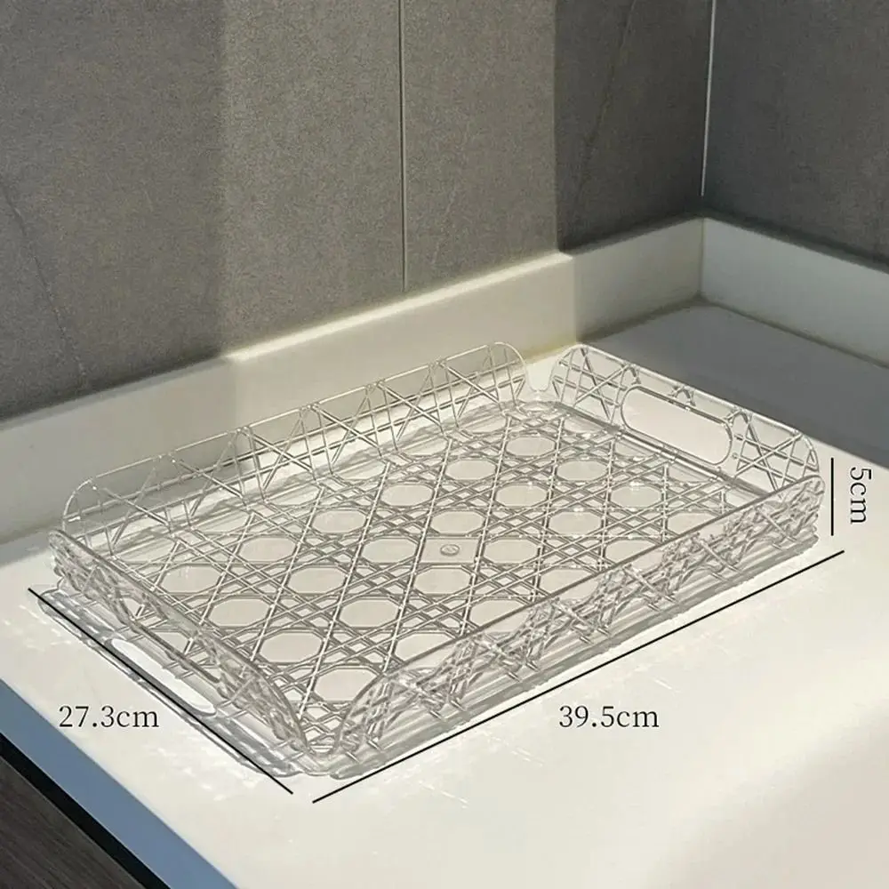 Picture 3: Household Rectangular Storage Tray Countertop Light Luxury Water Cup Storage Tea Tray Transparent Home Decoration Organizer Tray