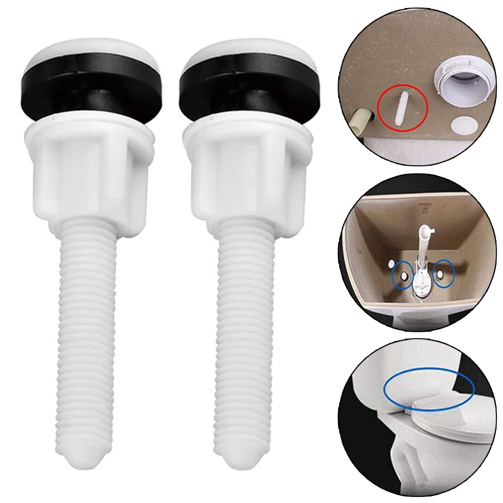 2 Pack Plastic Toilet Seat Hinge Repair Bolts + Fitting Screws + Washers Kit For Home Bathroom Accessories