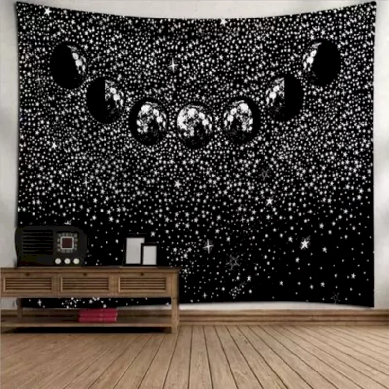 VIKAMA Moon Phase Lunar Cycle Tapestry Wall Hanging Aesthetic Room Decor for Bedroom Living Room Dorm