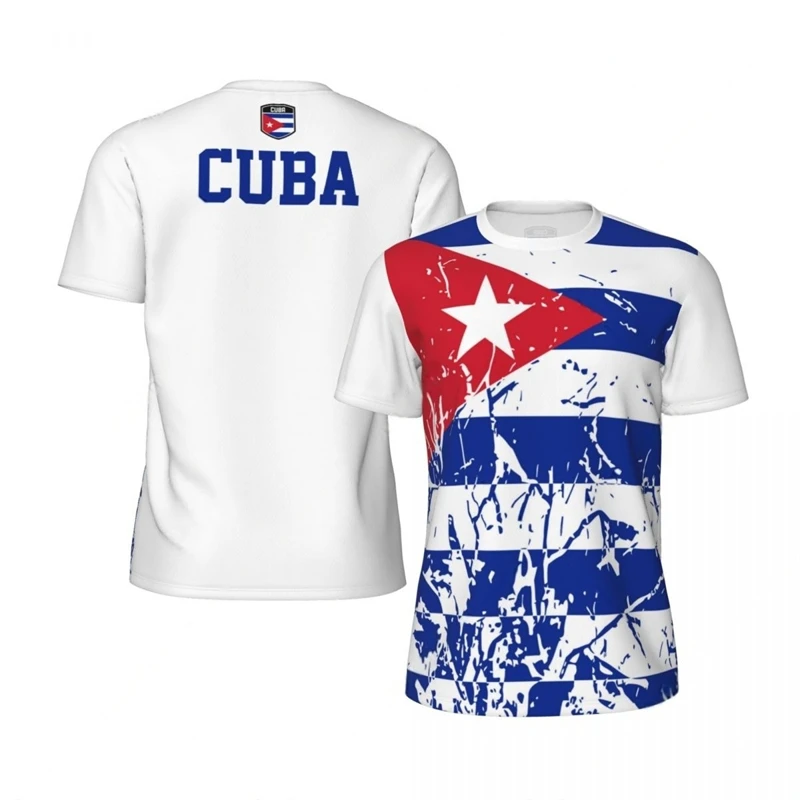 Camiseta de fútbol con estampado de bandera de Cuba para hombre, camiseta deportiva con emblema nacional a la moda, camisetas informales