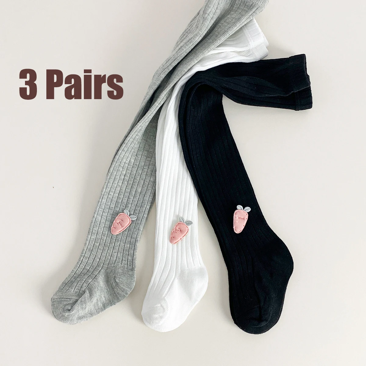 3 Pairs Baby Girl's Toddler Newborn Kids' Tights Children's Leggings – The Lovely Carrot Pattern Is Suitable for Little Girls.