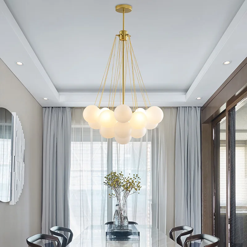 Bubble Led Chandelier Gold Balls Modern Hanging Light Glass Pendant Light for Dining Room Living Room Decoration Lights Fixtures