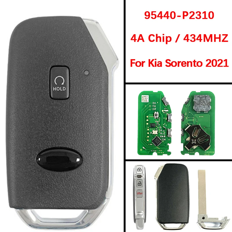 

CN051206 Послепродажный 4-кнопочный пульт дистанционного управления с автоматическим запуском, 4A чип, 433 МГц, смарт-брелок без ключа FCC 95440-P2310 для KIA Sorento 2021