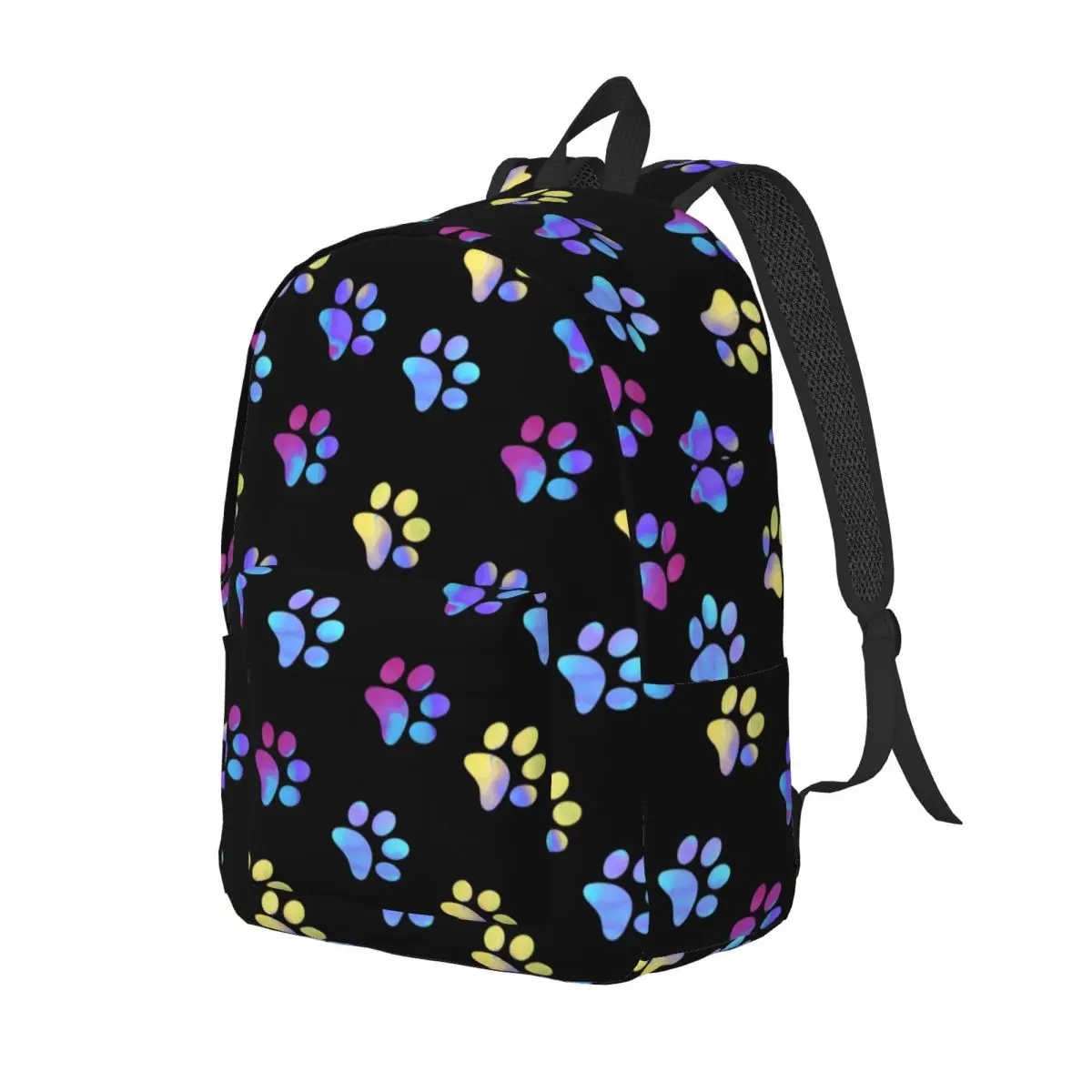 Blue Yellow Galaxy Paw Prints Canvas Backpack for Women Men Waterproof College School Pretty Puppy Pet Bag Print Bookbags