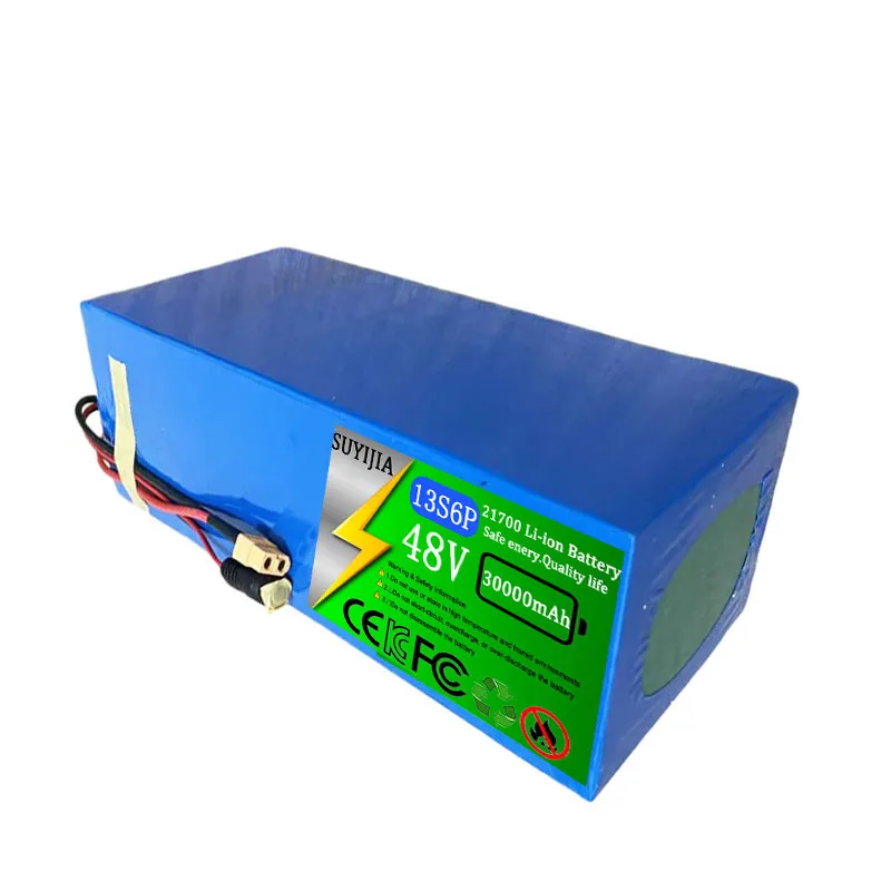 21700 48V 30Ah Li-ion 13S6P 3000W High Capacity Battery Pack Suitable for 54V Bicycles+optional Built-in BMS Plug+54.6V Charger
