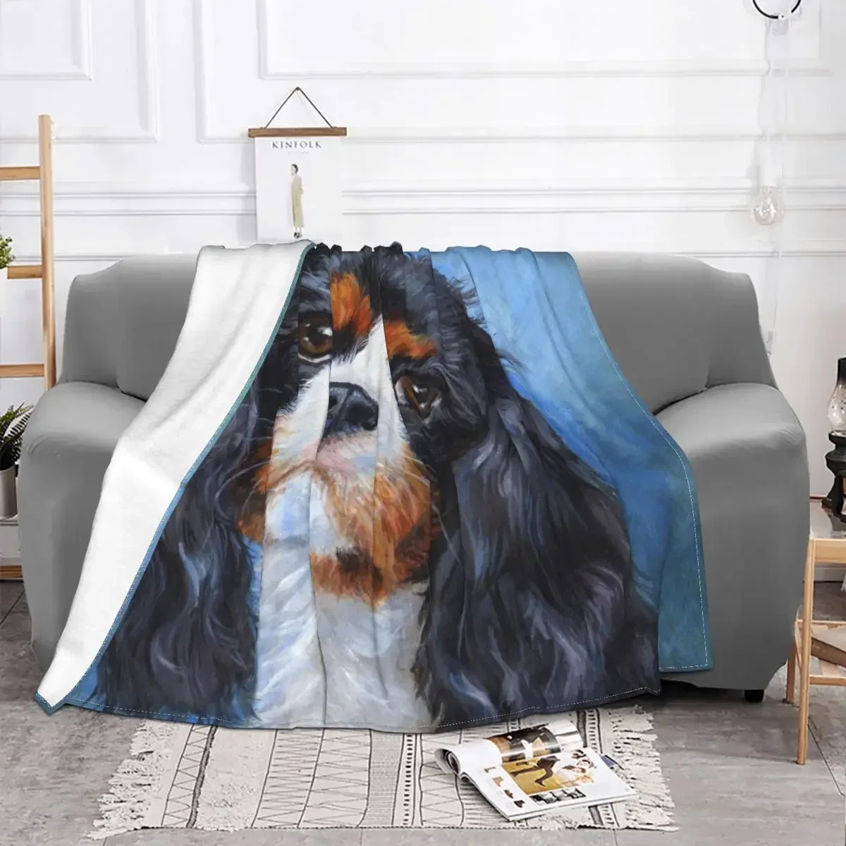 Sofa Fleece Pet Dog Cavalier King Charles Spaniel Throw Blanket Warm Flannel Animal Blankets for Bedroom Office Sofa Bedspreads