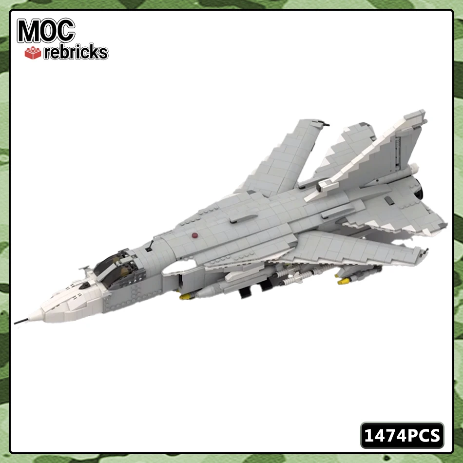 MOC Military Series Sukhoi Su-24 Model Flying War Weapons Building Block Matching Suit DIY Children's Toy Holiday Gift