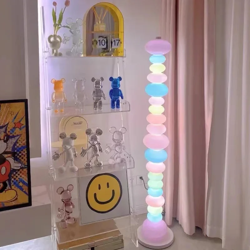 Colored candy string floor lamp, creative macaron girl bedroom desk lamp