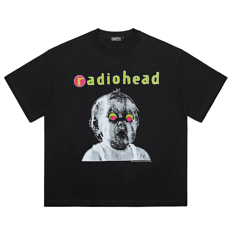 

Radiohead Alternative Rock Short Sleeve T-Shirt Heavyweight Unisex Half Sleeve Summer Breathable Print round Neck Youth Fashion