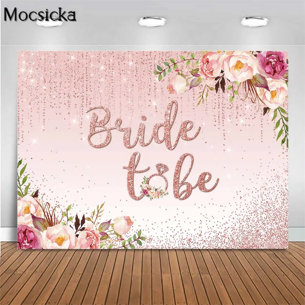 

Mocsicka Bridal Shower Backdrop Bride To Be Glitter Pink Tassel Flower Photo Background for Photo Studio Photography Photo Booth