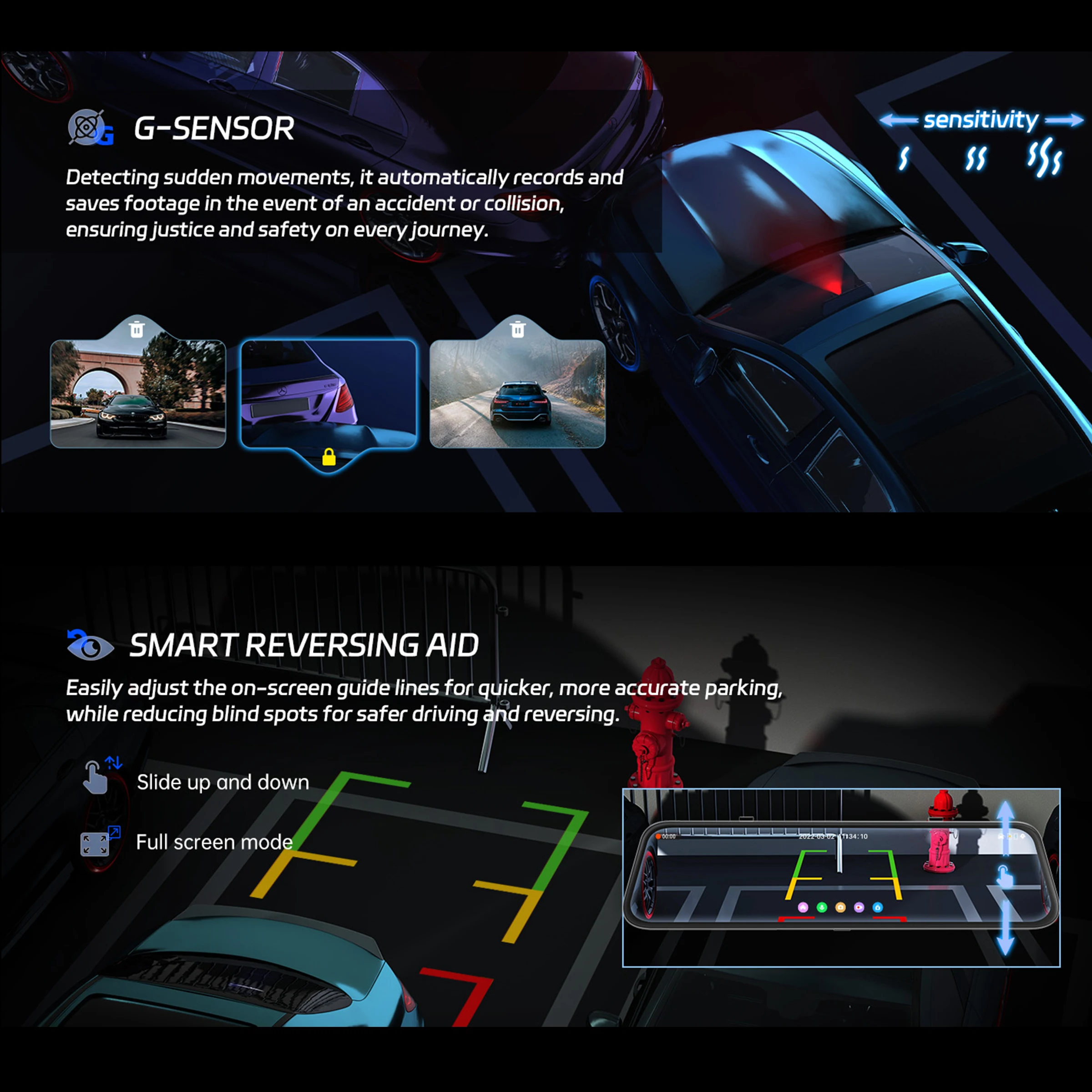 4K Dash Cam 4-Channel Record 1080P ADAS BSD Car DVR WIFI Rear View Mirror Auto Video Recorder Camera Ultra HD 24H Parking Black