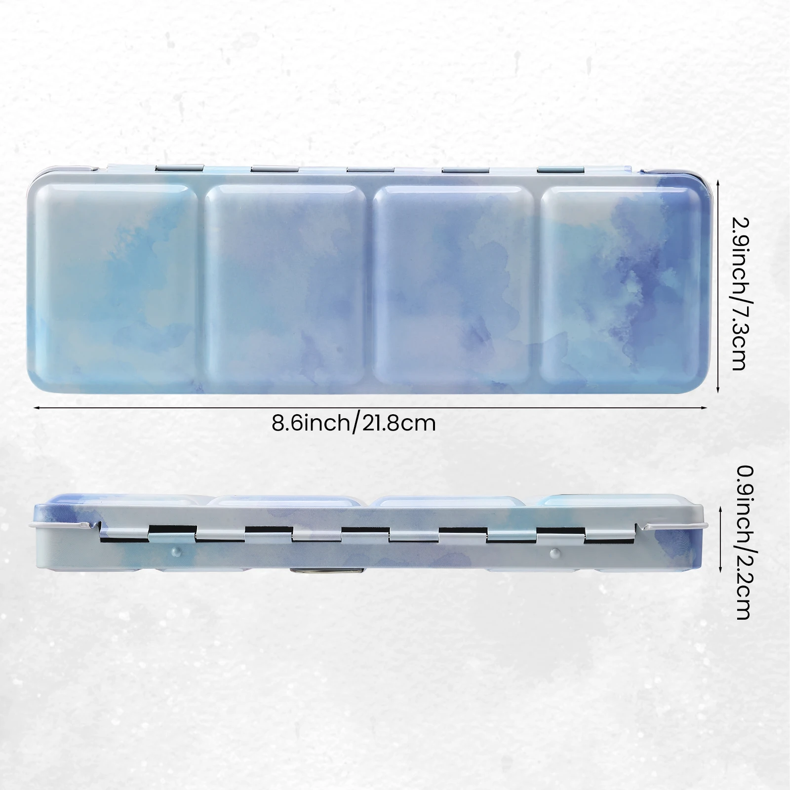 Watercolor Palette Empty w/Paint Tray & 14 Full Pans - Empty Watercolor Palette Tin - Travel Watercolor Palette with Lid