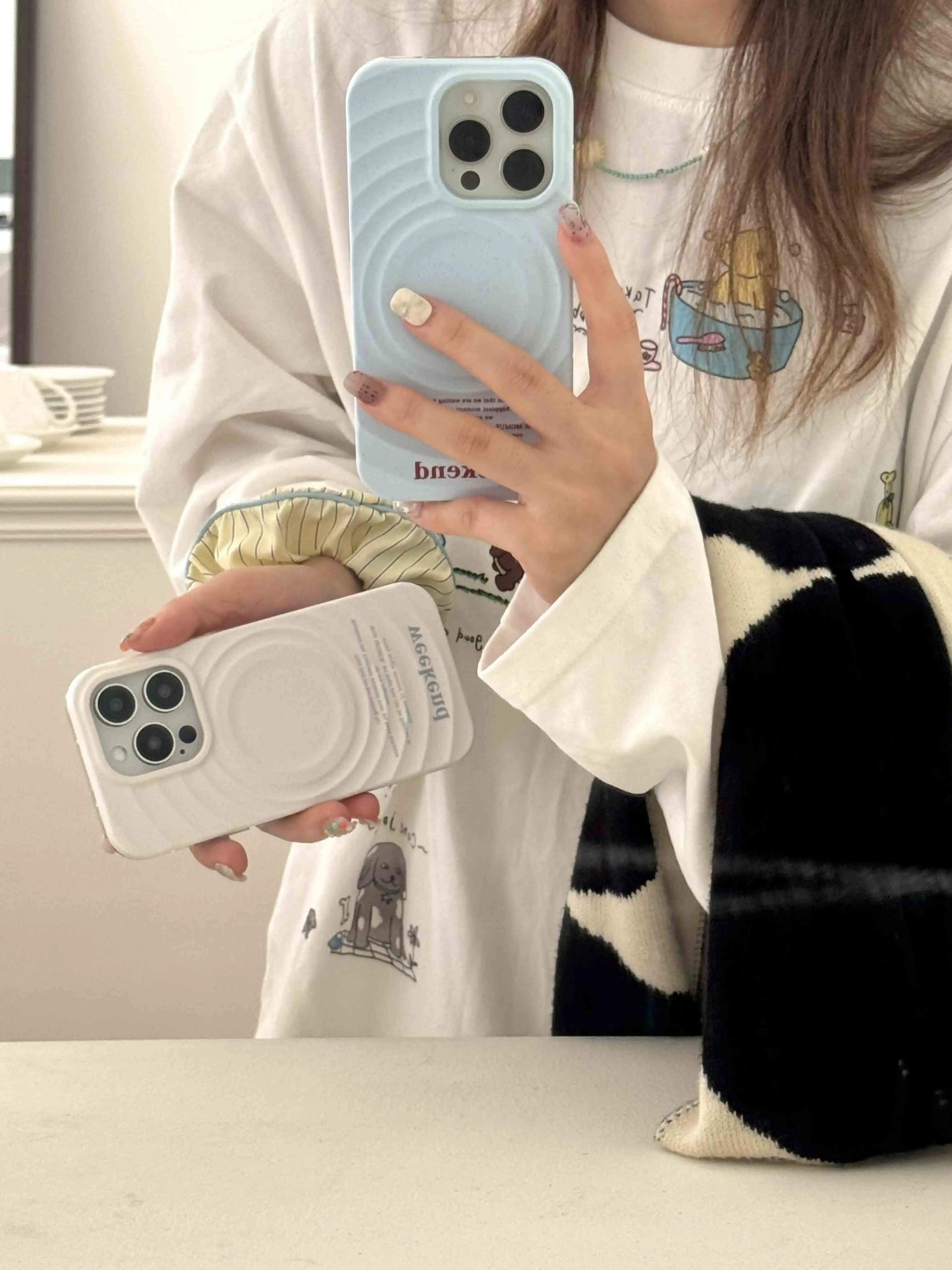 Ins simple blue clrcle phone case for iphone 14pro 13 16 13pro 15promax 16promax 12 15 pro max 14 stand holder magnetic fundas