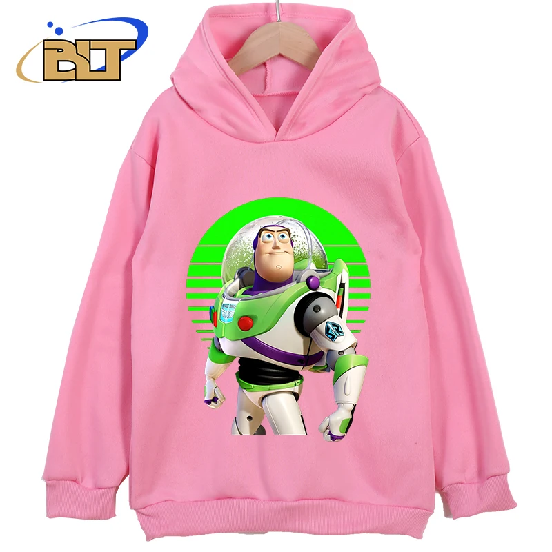 Disney Toy Story Buzz Lightyear Buzz Sight On Stars Printed Kids Hoodies Cartoon Sports Sweatshirts for Boys and Girls