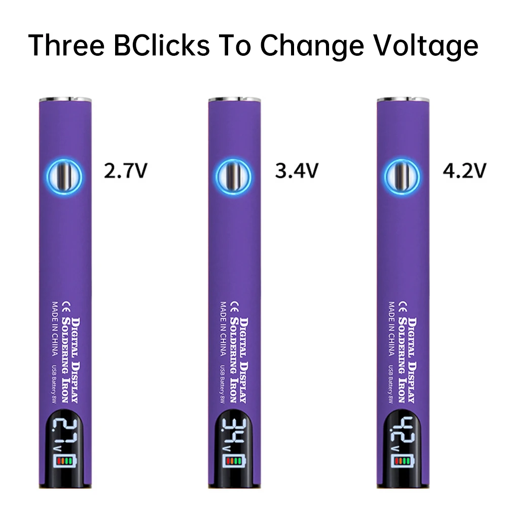 650mAh 510 pluma de pistola para soldar Digital juego de batería de precalentamiento 3 velocidades ajustar voltaje 330-450 ℃   Punta de hierro para carga de batería opcional