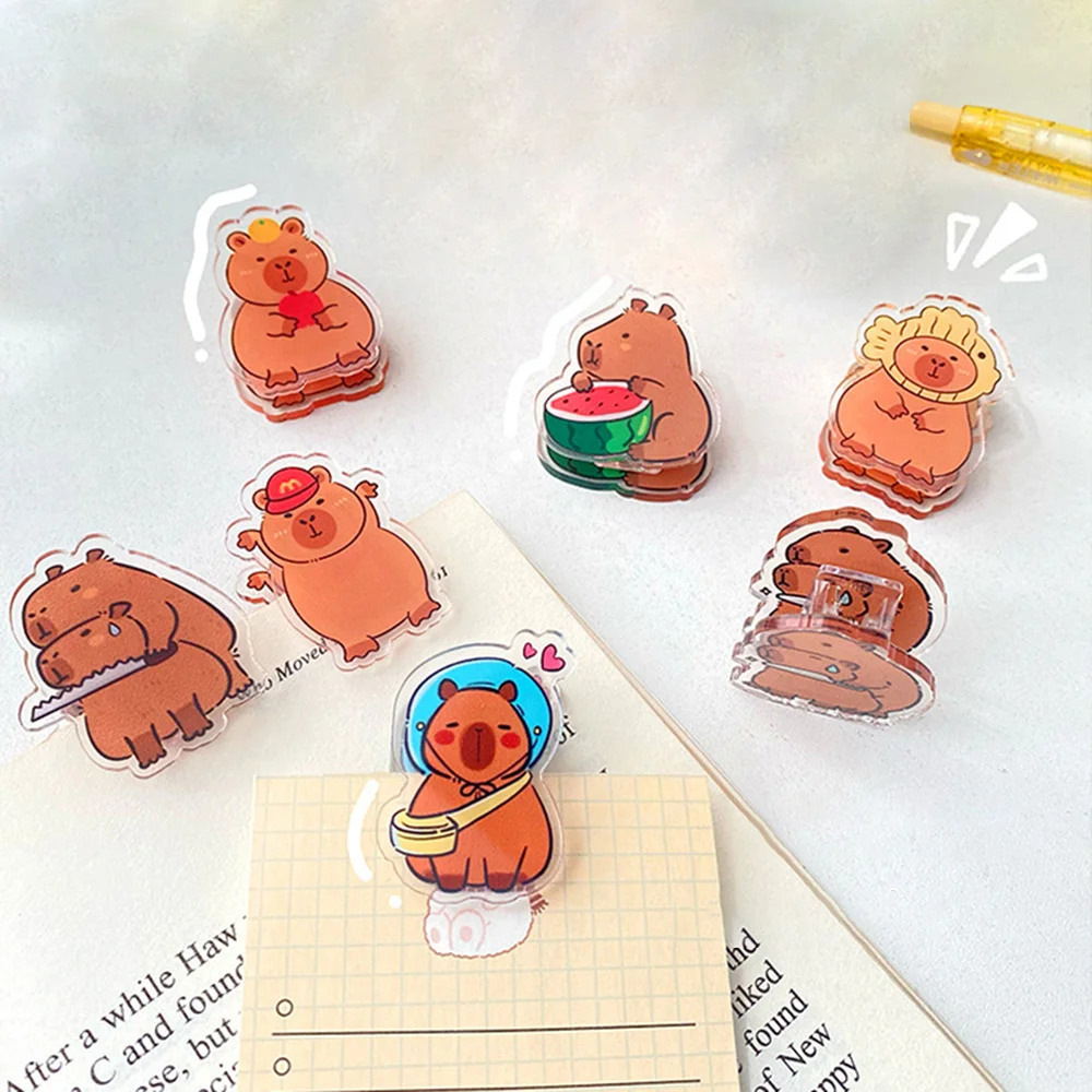 Fashion Acrylic Capybara Note Holder Double Sided Cartoon File Folder Cute Guinea Pig Folder School Office Supplies