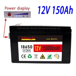 18650 12V 120Ah 120000mAh lithium battery for solar energy  built-in high current 30A BMS electric vehicle battery+12.6V charger