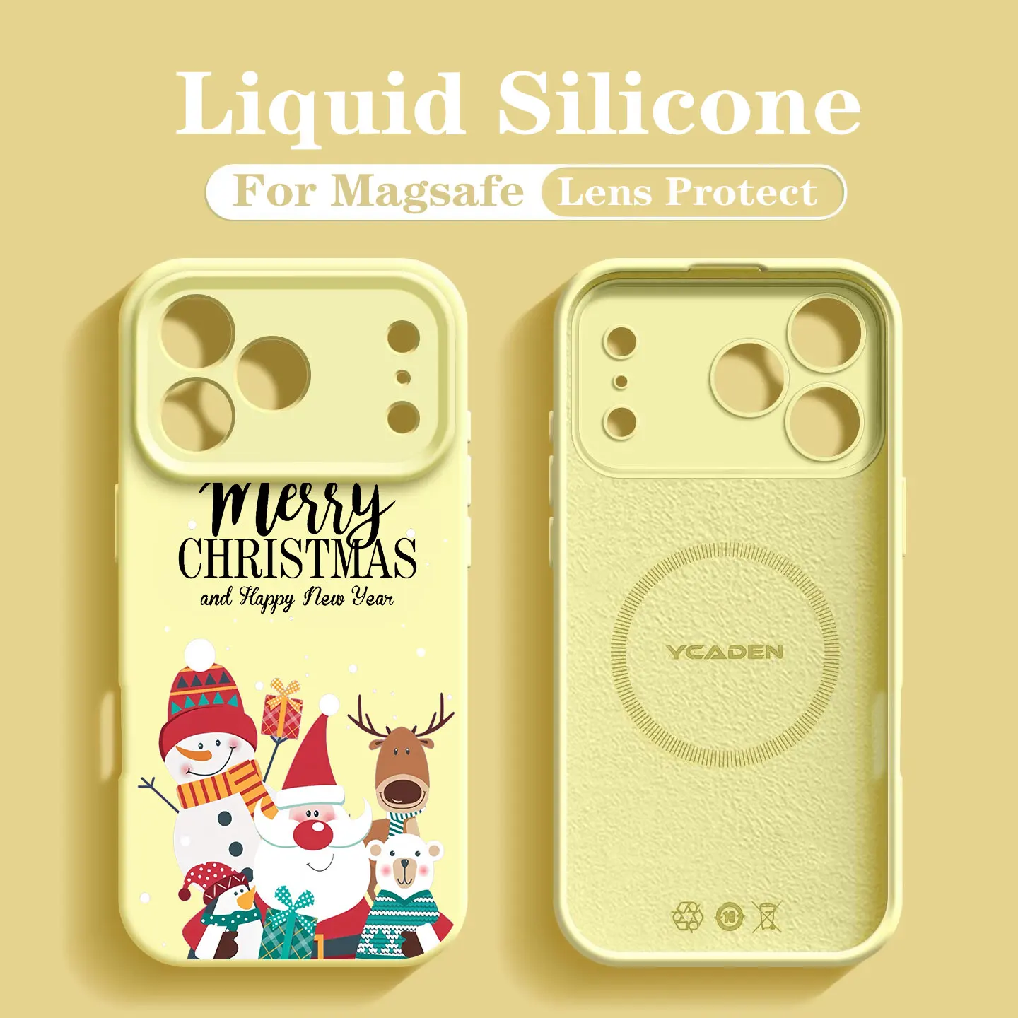 Wireless Charge Phone Case For Samsung Galaxy S26 Ultra S25 S23 S24 Ultra Plus Magnetic Chrismas Santa Snowman Cover Shockproof