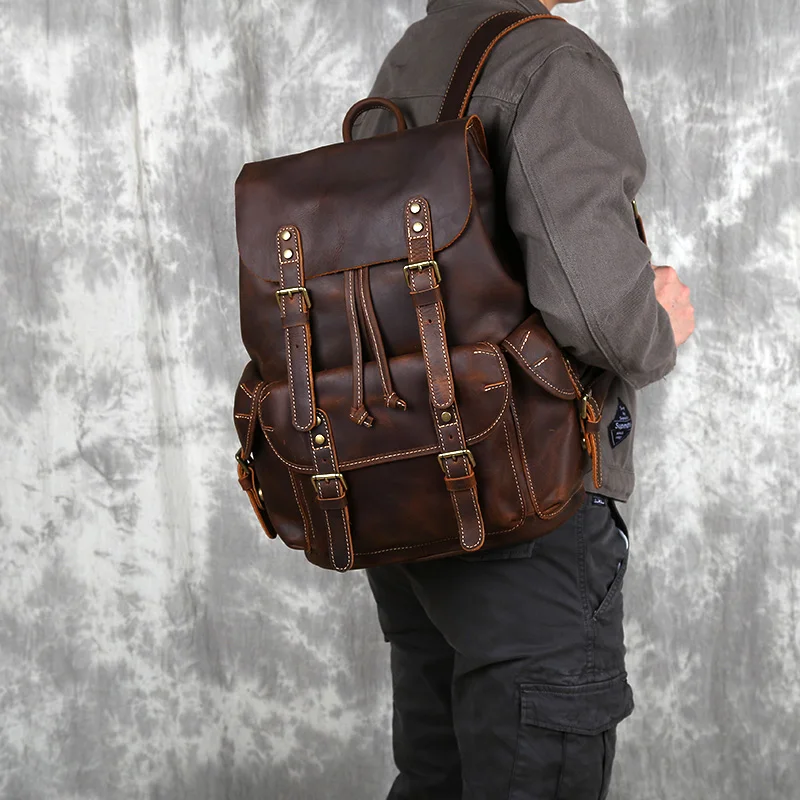 Retro Leather Men's Backpack Top Layer Cowhide Travel Backpack Large Capacity School Bag Crazy Horse Leather Laptop Bag NZPJ - AliExpress 1524 Retro Leather Men's Backpack Top Layer Cowhide Travel Backpack Large Capacity School Bag Crazy Horse Leather Laptop Bag NZPJ - AliExpress 1524