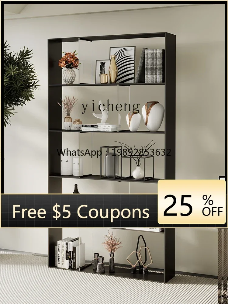 

TT minimalist stainless steel acrylic bookshelf high-end light luxury floor multi-layer office shelf