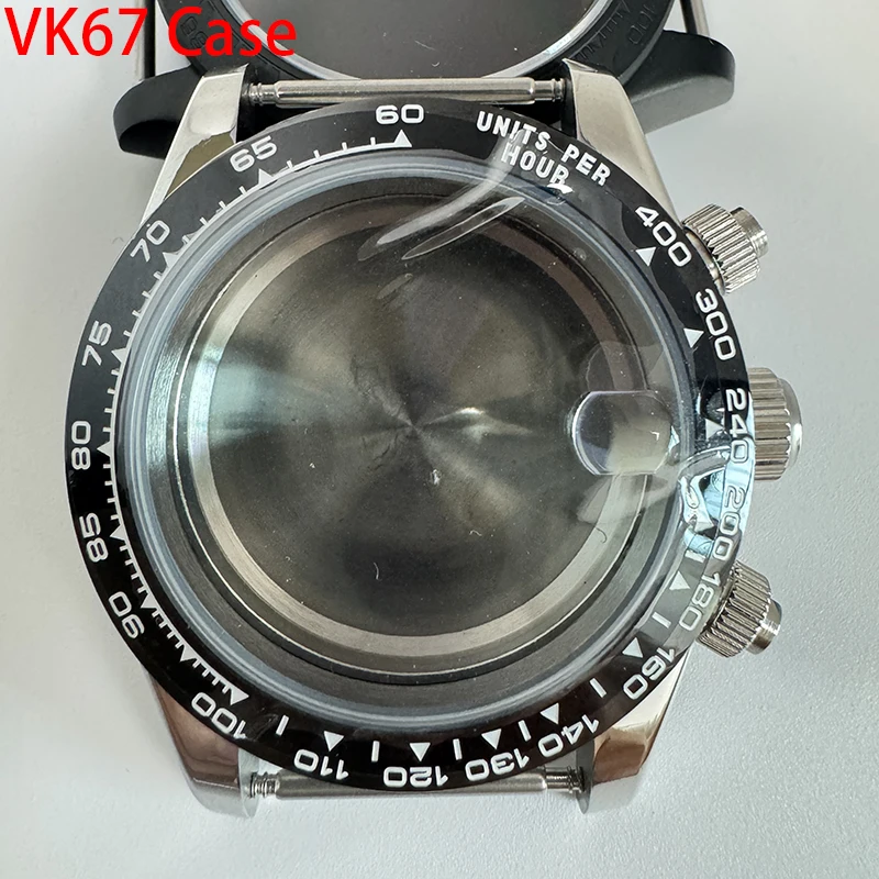 

Нержавеющая сталь 316L 39 мм VK67 Серебряный корпус для часов Сапфировое стекло Керамический безель Подходит для VK67 Кварцевый механизм Аксессуары для часов