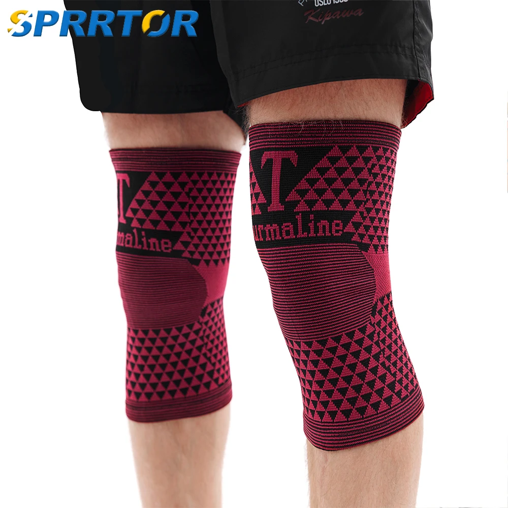 2PCS Tourmaline Knee Pads Magnetic Therapy Knee Support Bandage Far Infrared Leg Sleeve Relieve Arthritis Join Pain Knee Brace