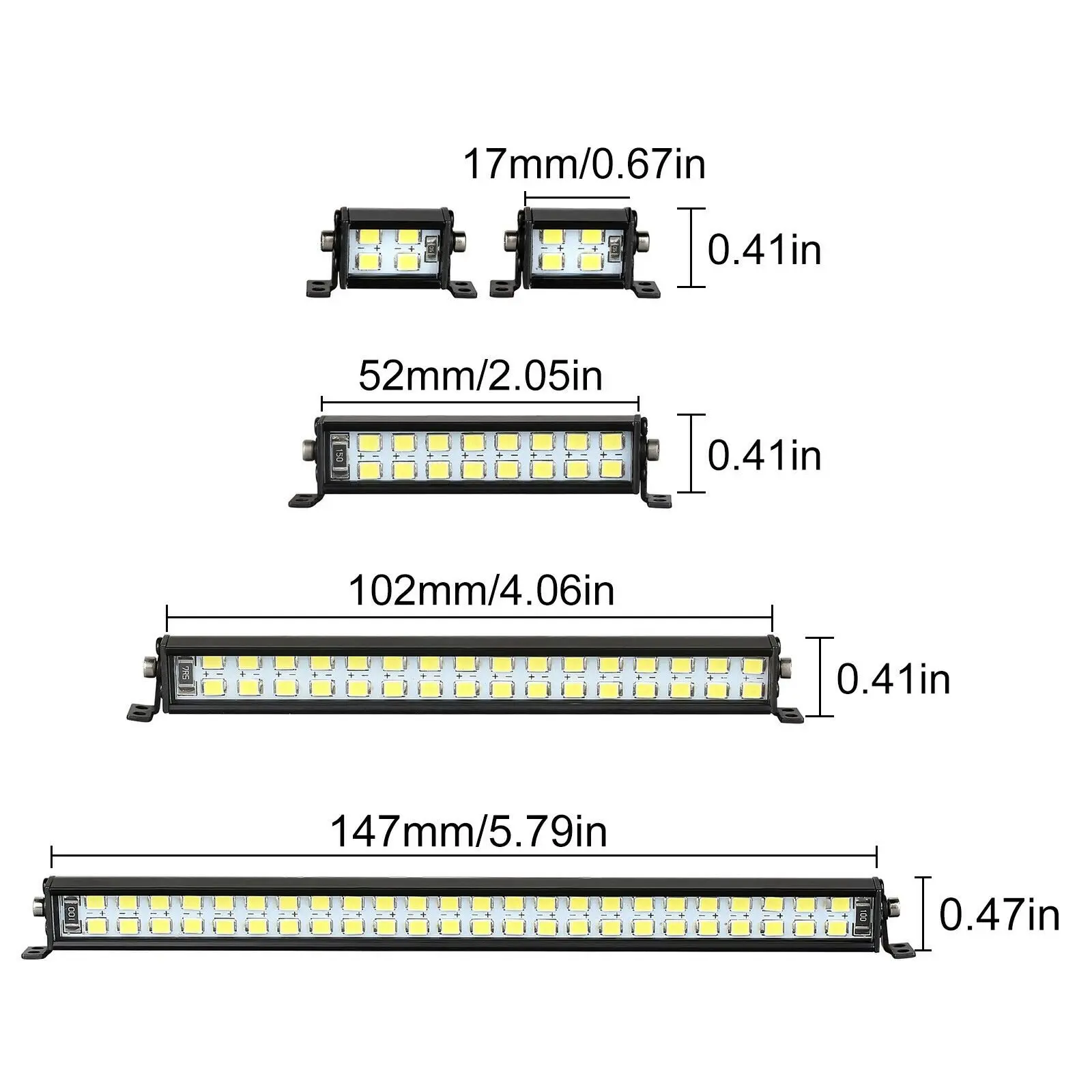 Reflektor dwurzędowy lampa dachowa zestaw oświetleniowy dla SCX10 D90 TRX4 1/10 samochód wspinaczkowy RC dwurzędowy superjasnym światłem LED 4.8-7V