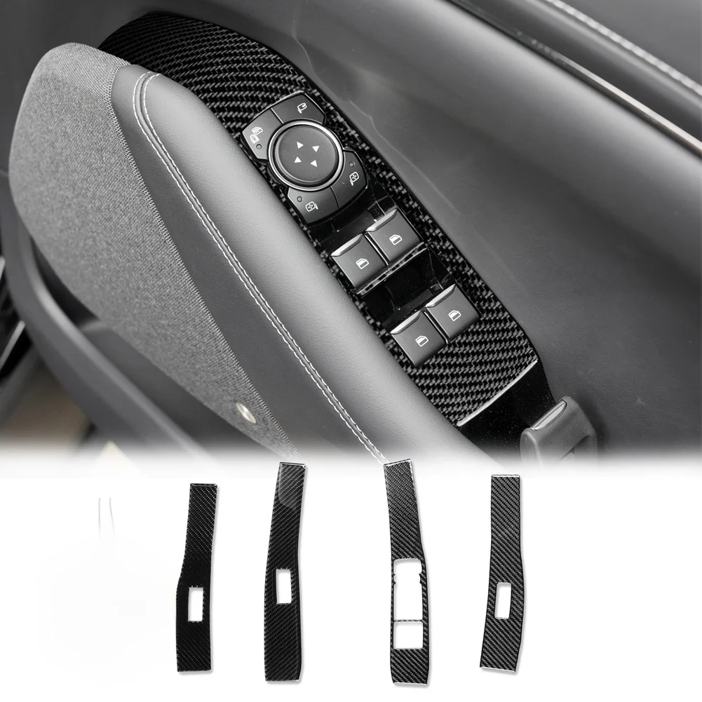 Carbon Fiber Decorative Sticker Set for Window Lift Controls Compatible with For MUSTANG for mach-e Model Years 2021 to 2023