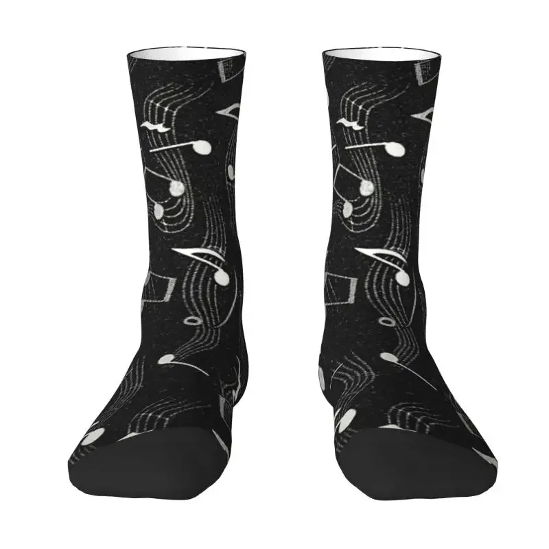 Music Notes Print Men's Crew Socks Unisex Cute Music Piano Spring Summer Autumn Winter Male Dress Sock