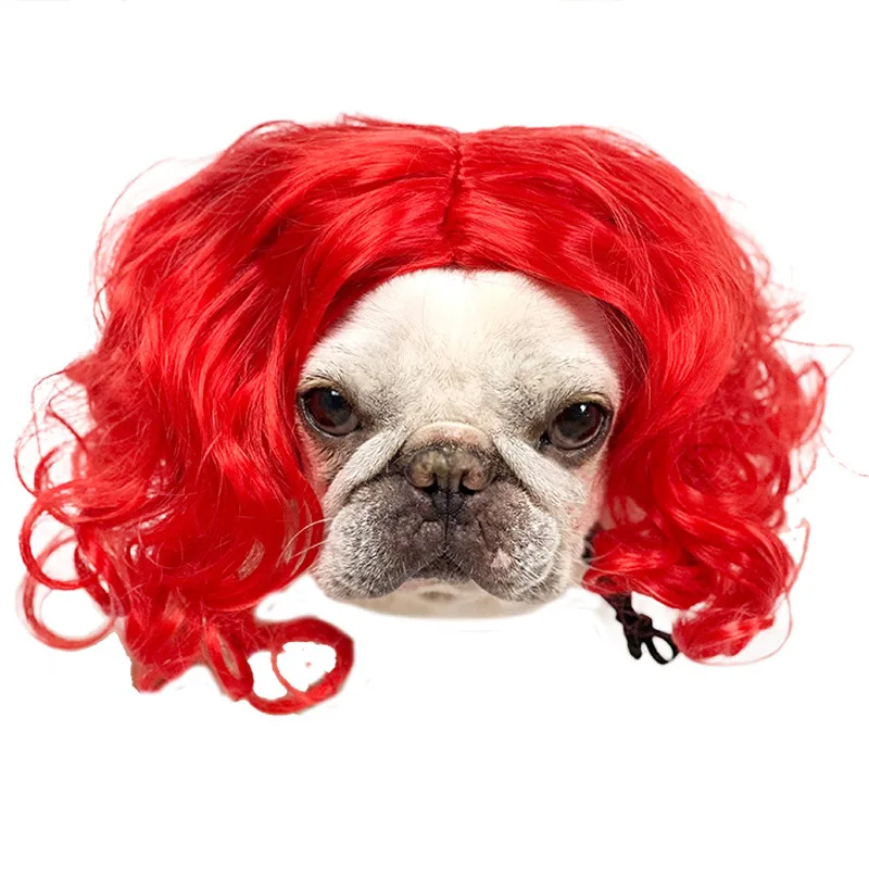 Lustige Hunde Katzen Cross-Dressing Kunst haar Haar Hut Haustier Perücken Cosplay Requisiten Kopf Zubehör für halloowen Weihnachten Haustiere Lieferungen