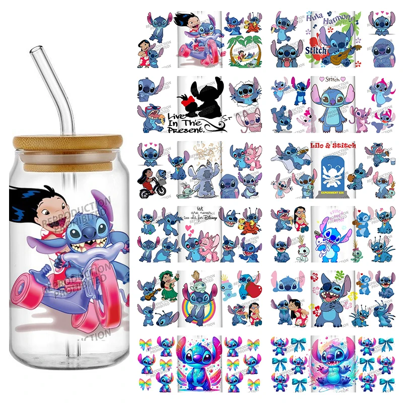 

New Design Famous Cartoon Stitch 16oz UV DTF 3D Sticker Decals Wraps Glass Can Cups Creative Craft DIY Gifts