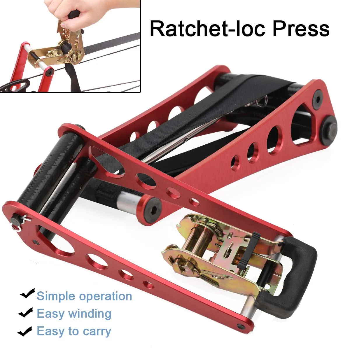 Portable Compound Bow Press Handheld Aluminum Alloy Compound Ratchet Bow Press Tools Split Ratchet-Loc Archery Bow Opener