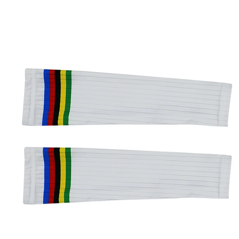 Manches de cyclisme Aero Stripe Champion pour hommes et femmes, crème solaire d'été, manches de bras de vélo de course sur route, accessoires de sport cool, arc-en-ciel, nouveau