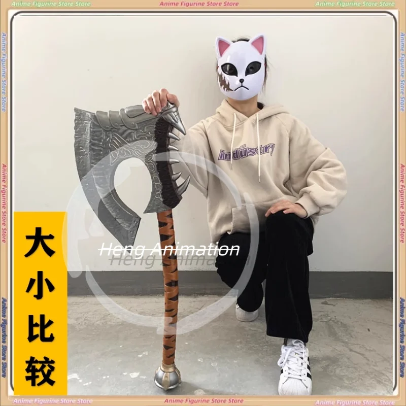 

Simulation Props Warcraft Berserker Axe Tusked Orc Battle Axe Comic Con Props Axe PU Material Safety Toys Ornaments