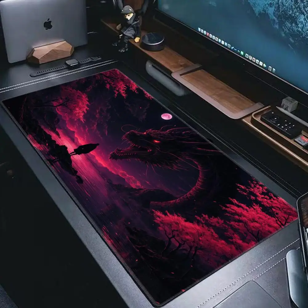 Alas Mouse Gaming XXL Besar Phoenix Fire Bird Dragon Anime Mousepad Komputer Gamer Mauspad Hadiah Kantor Rumah Aksesoris PC