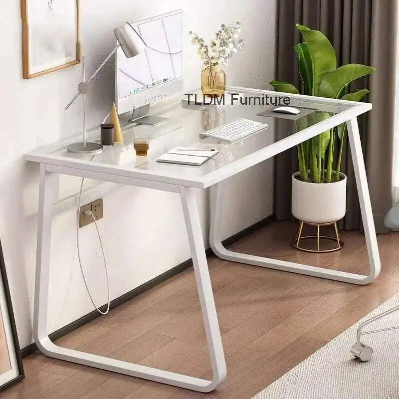 

Italian Tempered Glass Computer Desks Nordic Home Furniture Student Gaming Table Bedroom Dressing Table Transparent Writing Desk