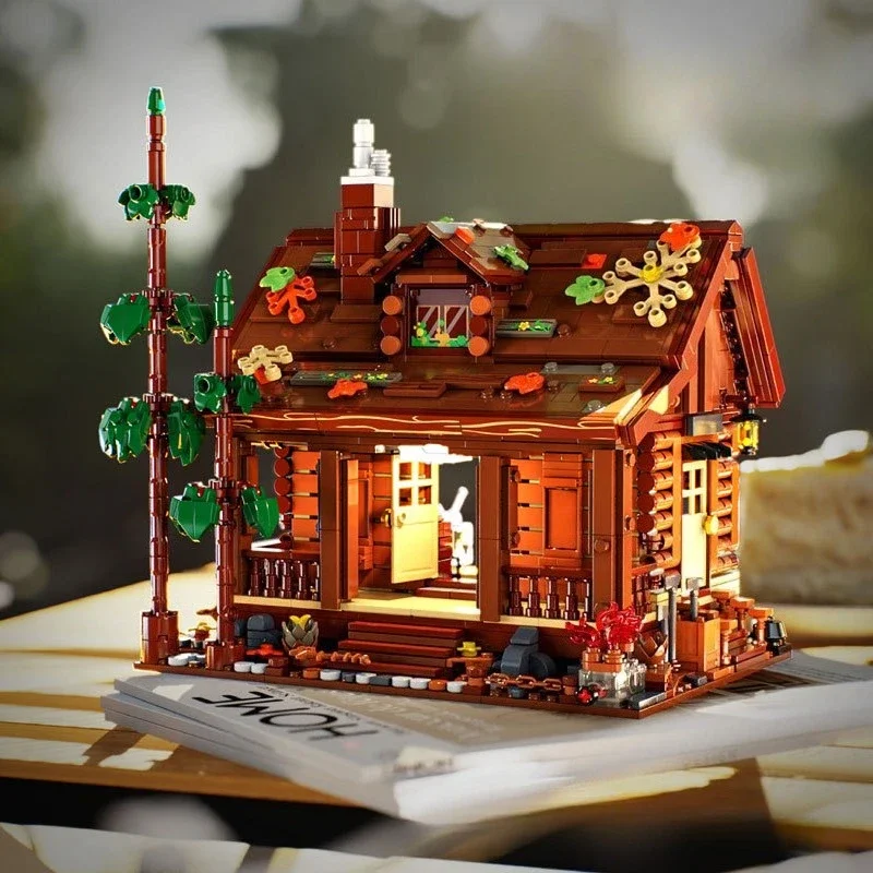 2264 قطعة كابينة الغابات الخفيفة منزل خشبي اللبنات سجل المقصورة وحدات البناء نموذج الطوب لعب للبالغين الاطفال الهدايا #3