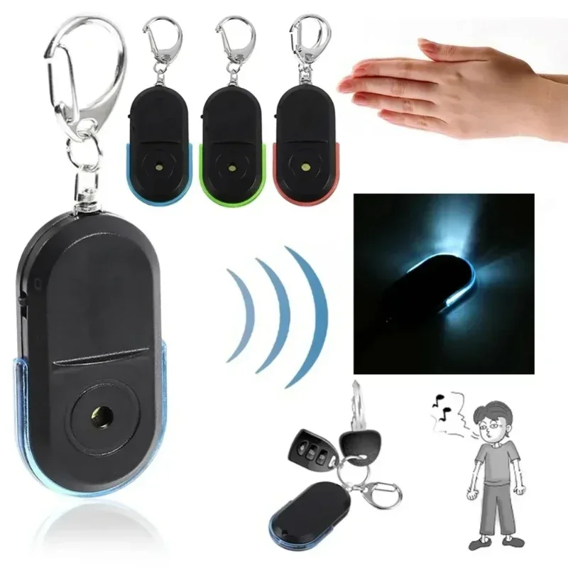حلقة مفاتيح مدمجة مضادة للخسارة - ضوء LED + محدد موقع الصوت لحقائب الظهر وملحقات الهاتف للأطفال