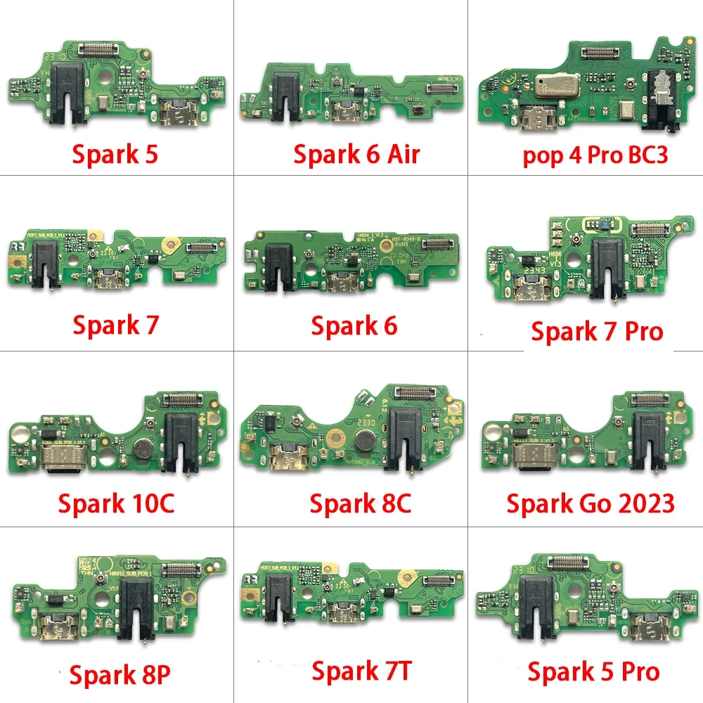 

USB Charging Port Board Flex Cable Connector For Infinix Tecno Pop 4 Spark 5 6 Air 7 Pro 7T 8C 8P 8T 10C Go 2023 Zero Microphone