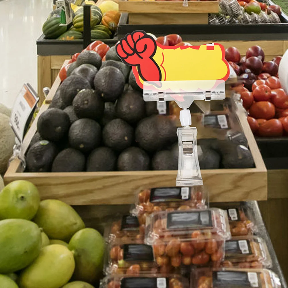 Price Tag Holder Rotating Folder Labels Merchandise Sign Display Mini Clip Double Sided Clips Mechanical Transparent