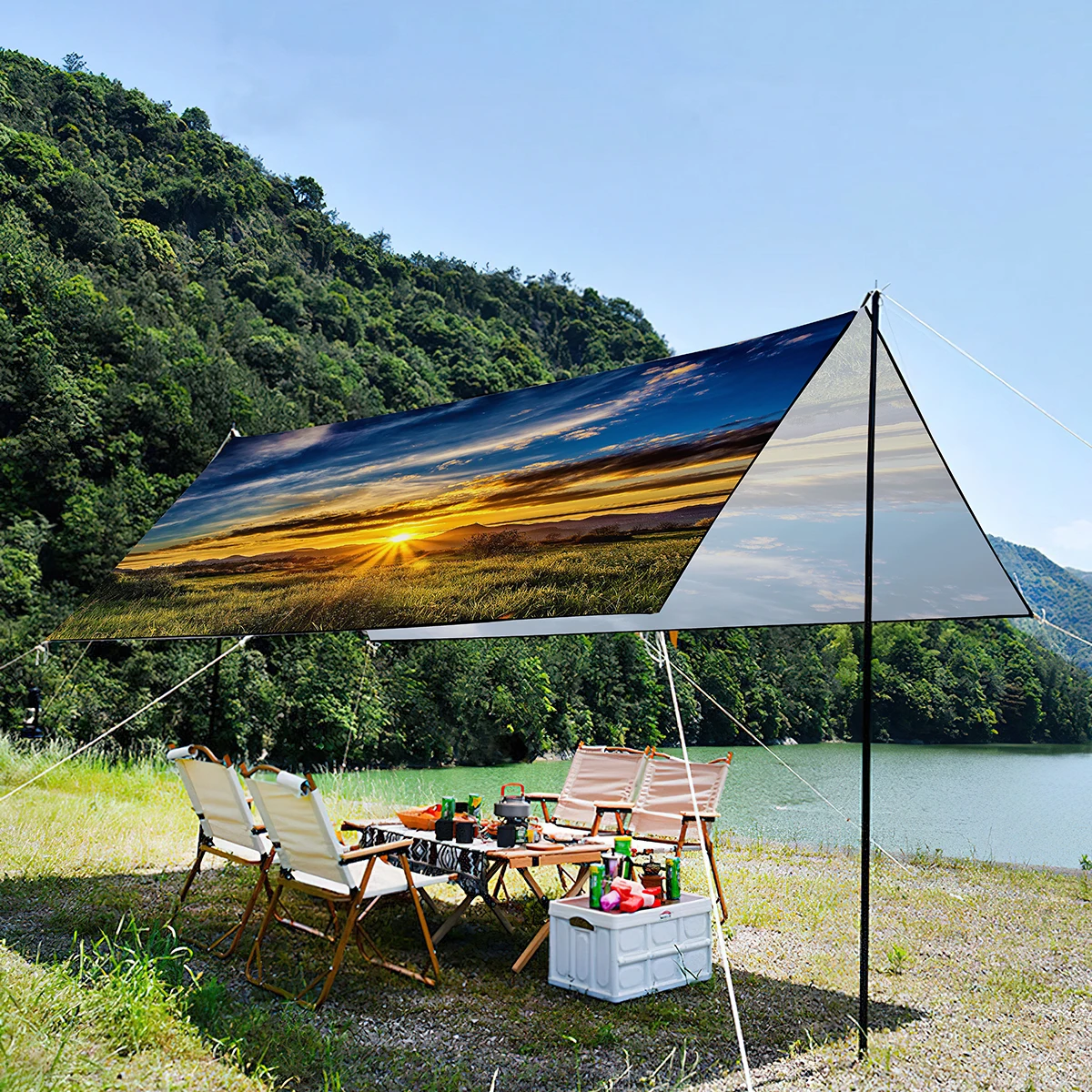 Imagem -06 - Dossel de Guarda-sol para um Grande Grupo Nascer do Sol no Mar Resistente a uv à Prova Dágua Leve Portátil Barraca Dobrável para Praia Piquenique