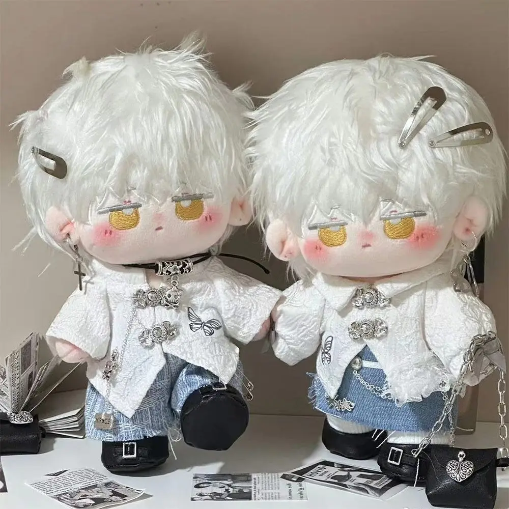 20CM Doll Clothes Changing Dress Game Playing House Doll Student Uniform Cosplay White Blue Mini School Suit Cotton Stuffed Doll