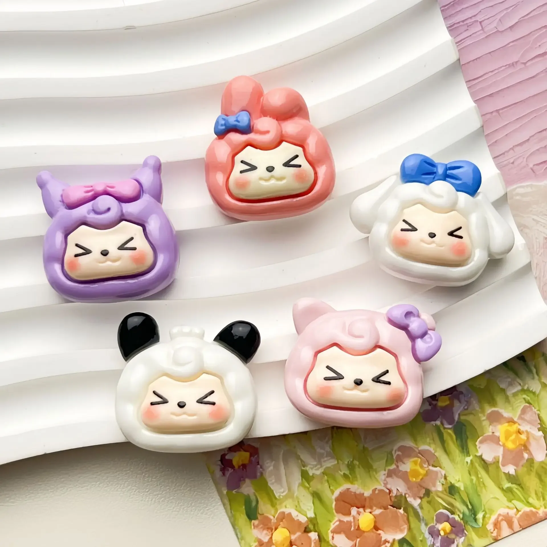 5pcs Cartoon KIKI lamb cream glue resin flatback cabochons diy crafts materials jewelry making charms