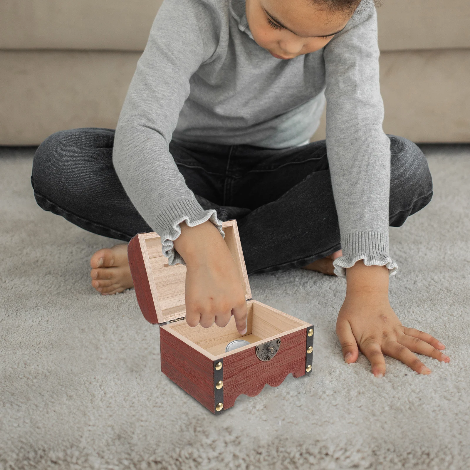 Houten Spaarpot Slot Vintage Schatkist Retro Geld Spaarpot Kinder Spaarpot Desktop Ornament Spaarpot Houten