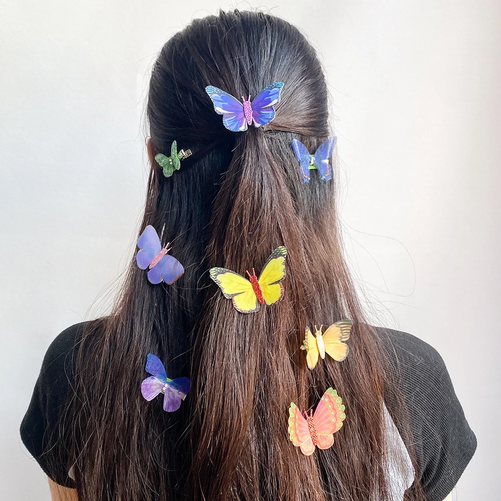 5Pcs/set Women Colorful Butterfly Hair Clips Girls Cartoon Hairpins Wedding Photography Fashion Headwear Bridal Hair Accessories