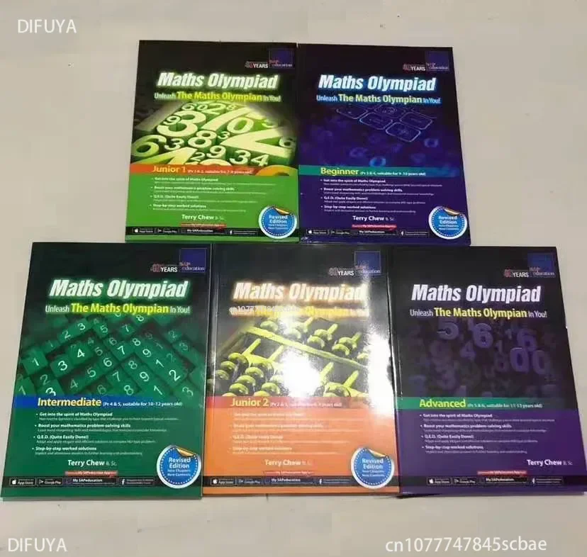 5 Książek/Zestaw Olimpiada Matematyczna SAP Klasa 1-6 Ćwiczenia Treningowe Myślenia Matematycznego Zeszyt Ćwiczeń Angielski Podręcznik Matematyczny Angielski