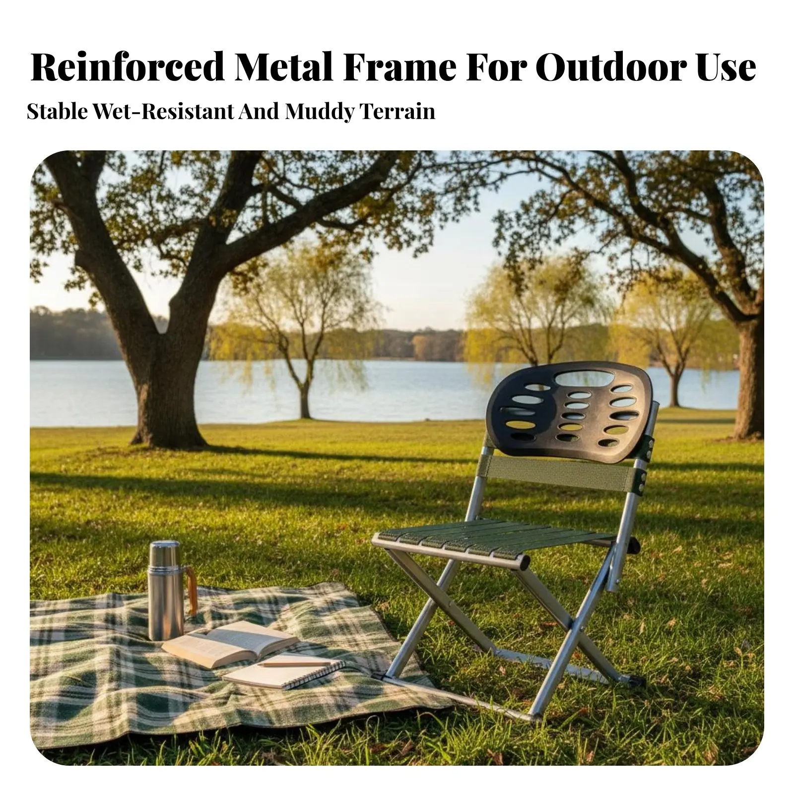 Folding Stool with Supportrest Foldable Design Miniature Supportrest Seat Foldable Space-Saving Size for Gardeners, Tripers