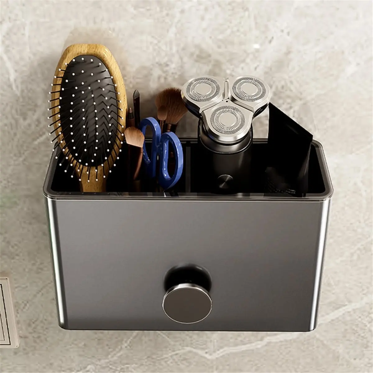 Aluminum Toothbrush Holder Wall Mounted - Space-Saving Bathroom Organizer for Toothbrush, Toothpaste