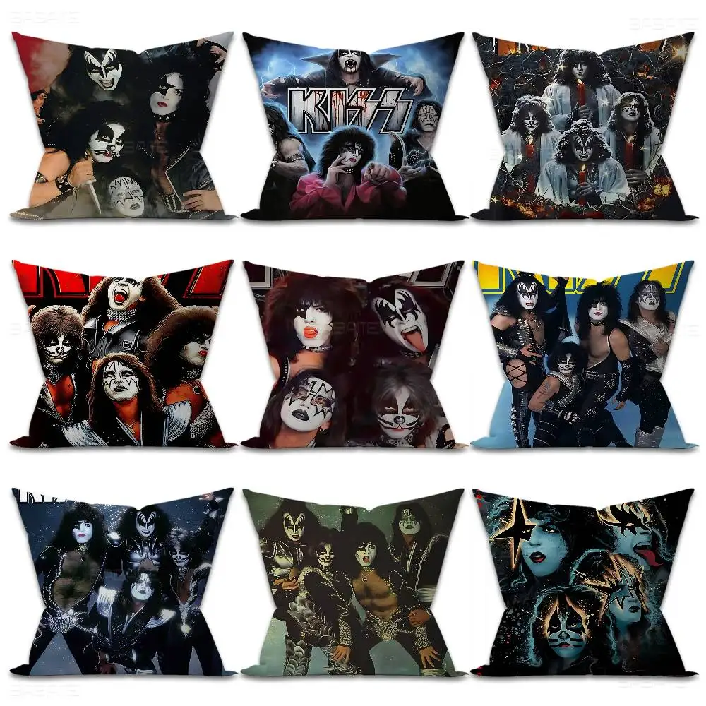 Funda de almohada vintage de Rock Band Kiss para dormitorio, sala de estar y sofá, funda de cojín decorativa
